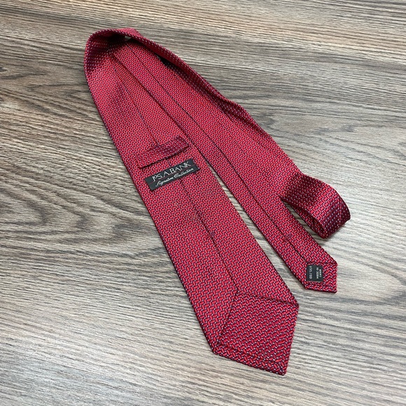 Jos A Bank Signature Red, Navy & White Check Tie - Picture 2 of 4
